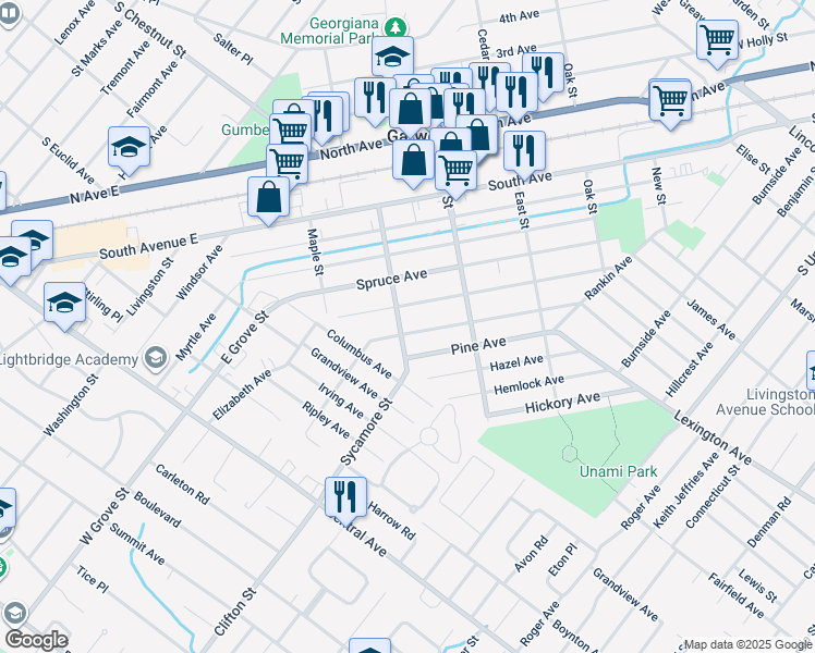 map of restaurants, bars, coffee shops, grocery stores, and more near 451 Beech Avenue in Garwood