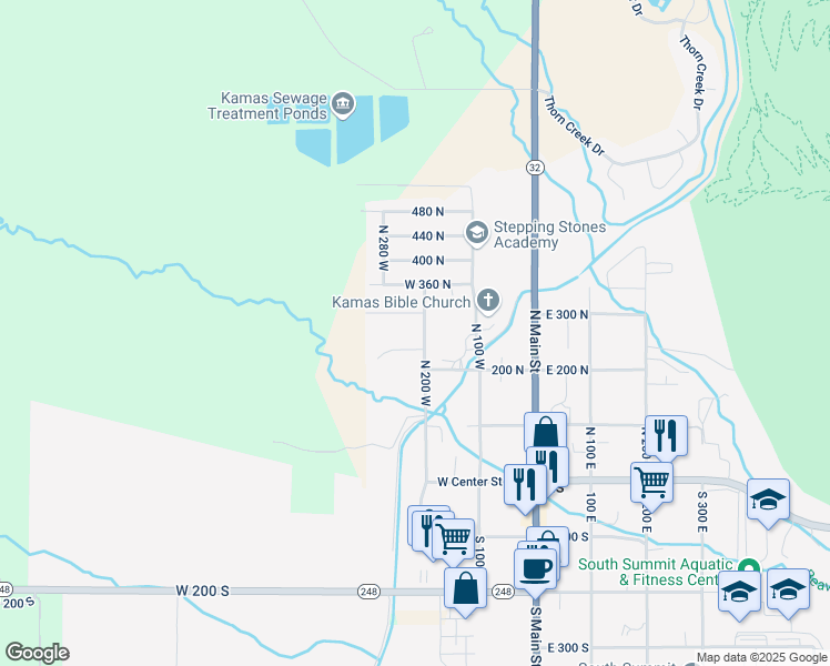 map of restaurants, bars, coffee shops, grocery stores, and more near 273 North 200 West in Kamas