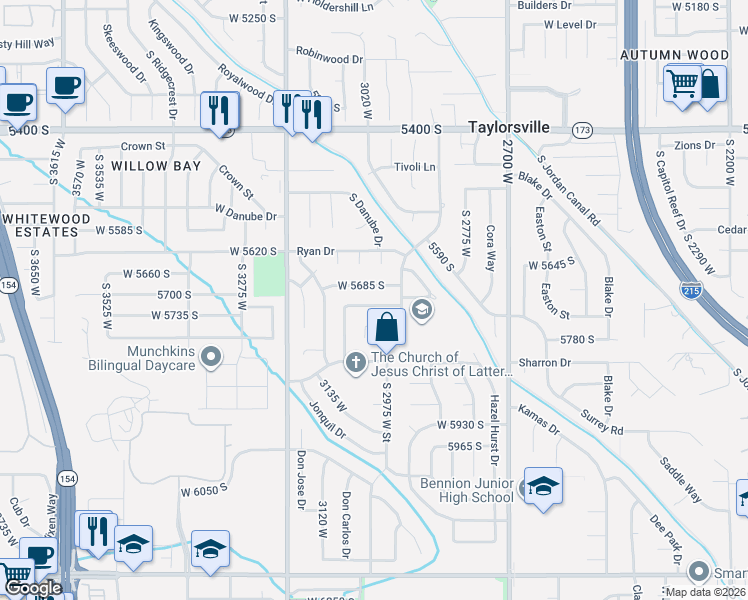 map of restaurants, bars, coffee shops, grocery stores, and more near 3002 Carranza Drive in Salt Lake City