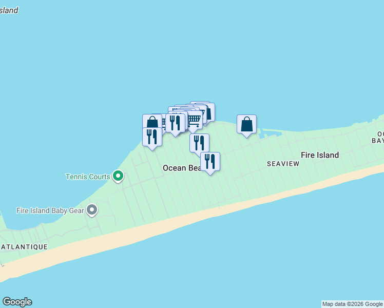 map of restaurants, bars, coffee shops, grocery stores, and more near in Ocean Beach