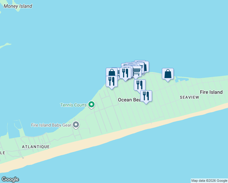 map of restaurants, bars, coffee shops, grocery stores, and more near 300 Wilmot Road in Ocean Beach