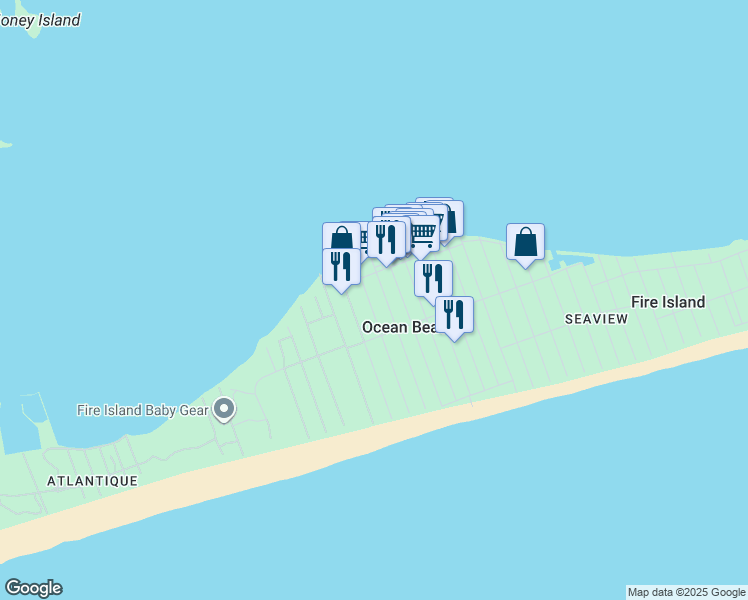 map of restaurants, bars, coffee shops, grocery stores, and more near 30 Bungalow Lane in Ocean Beach