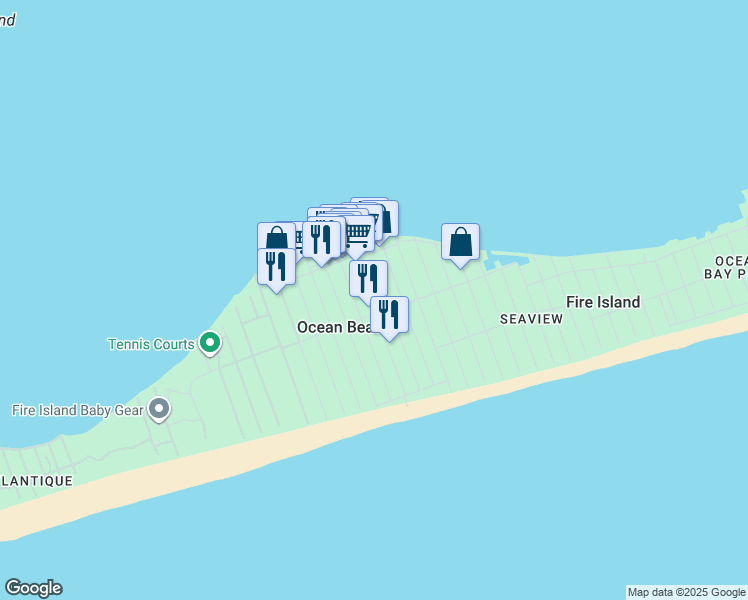 map of restaurants, bars, coffee shops, grocery stores, and more near in Ocean Beach