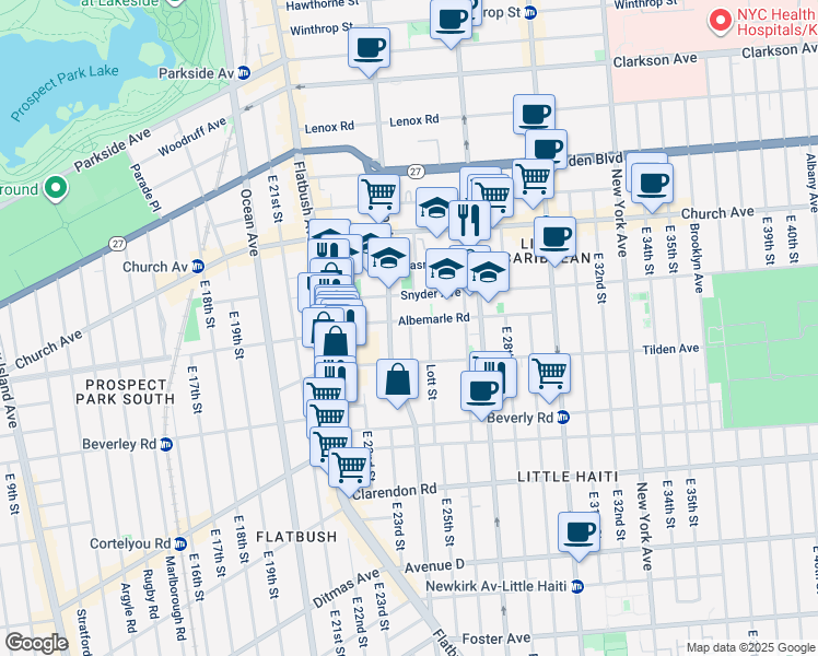 map of restaurants, bars, coffee shops, grocery stores, and more near 30 Oakland Place in Brooklyn