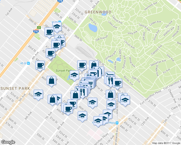 map of restaurants, bars, coffee shops, grocery stores, and more near 735 41st Street in Brooklyn