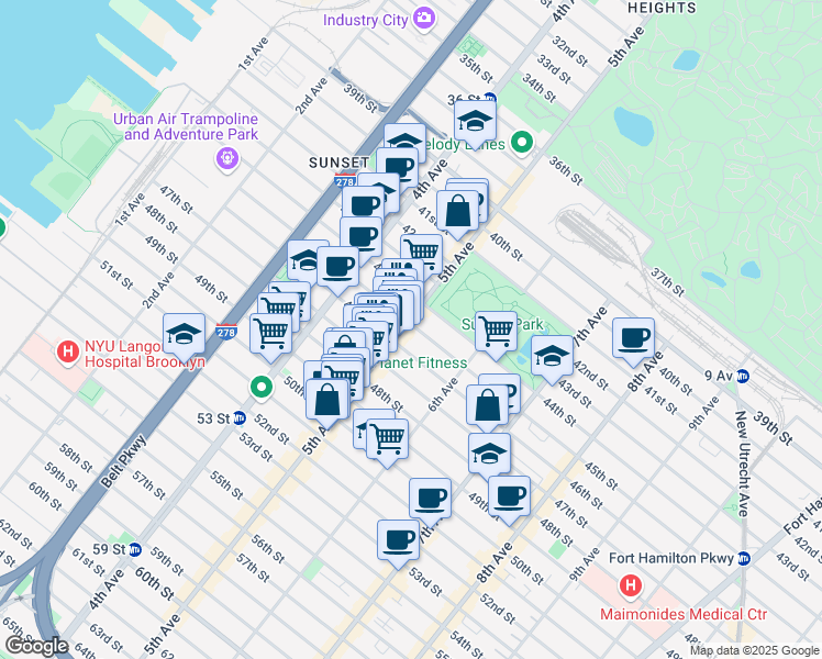 map of restaurants, bars, coffee shops, grocery stores, and more near 533 46th Street in Brooklyn