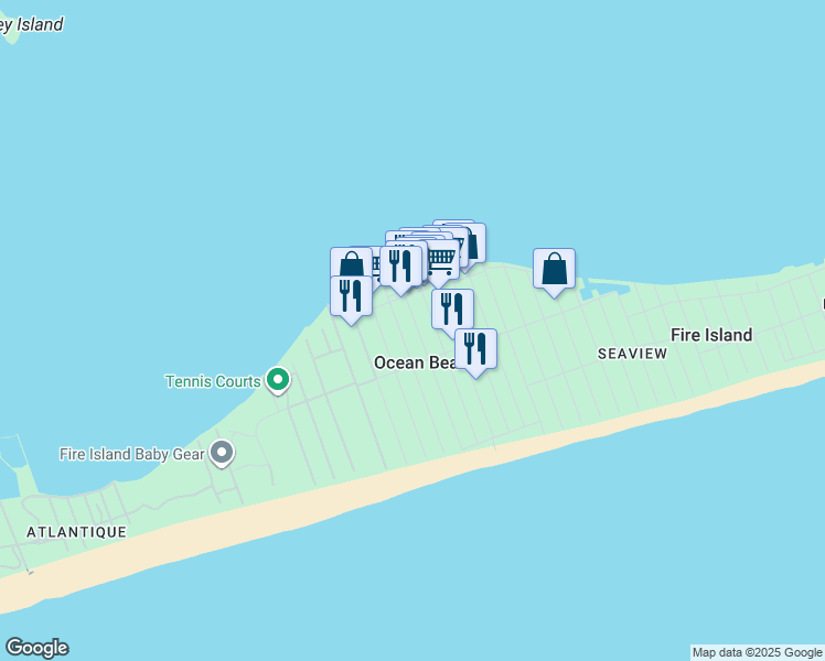 map of restaurants, bars, coffee shops, grocery stores, and more near 30 Bungalow Lane in Ocean Beach