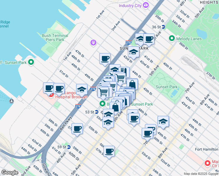 map of restaurants, bars, coffee shops, grocery stores, and more near in Brooklyn