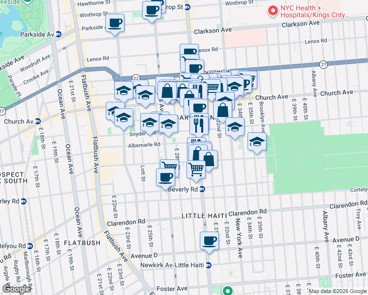 map of restaurants, bars, coffee shops, grocery stores, and more near in Brooklyn