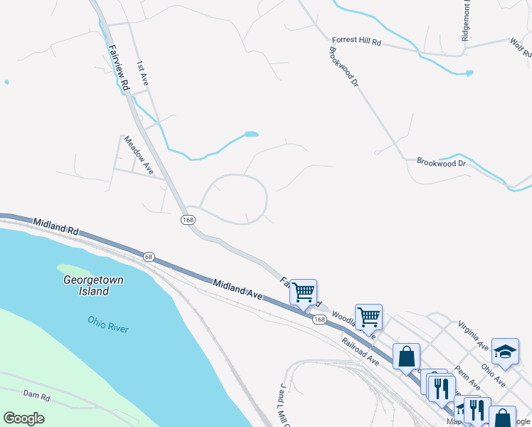 map of restaurants, bars, coffee shops, grocery stores, and more near 1-99 Midcrest Homes in Midland