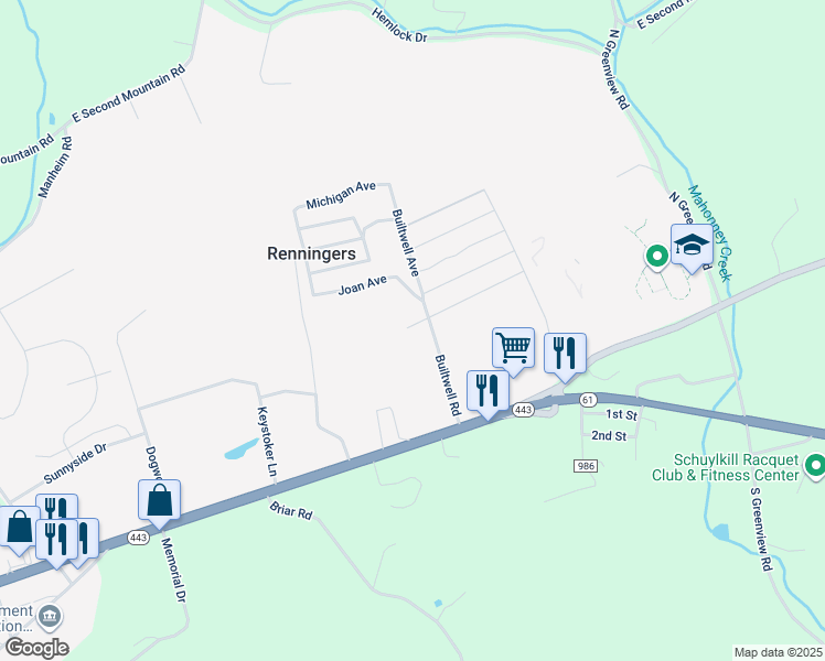 map of restaurants, bars, coffee shops, grocery stores, and more near 4 Grace Avenue in Schuylkill Haven