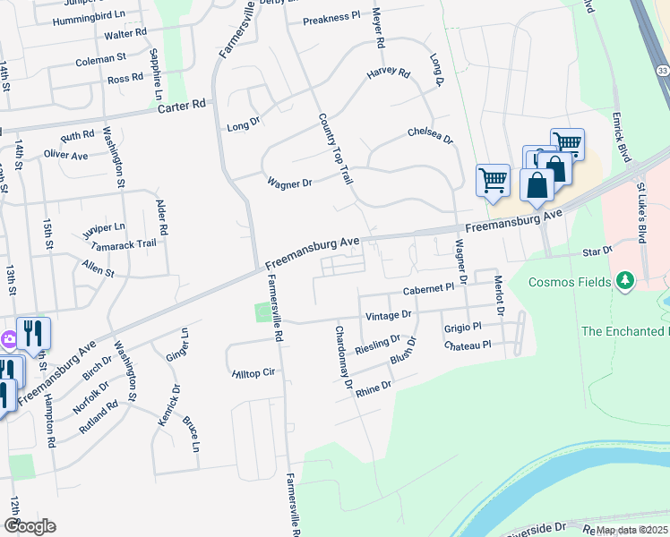 map of restaurants, bars, coffee shops, grocery stores, and more near 5200 Freemansburg Avenue in Easton