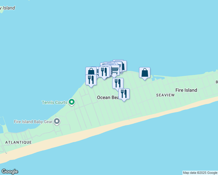 map of restaurants, bars, coffee shops, grocery stores, and more near 167 Bay Walk in Ocean Beach