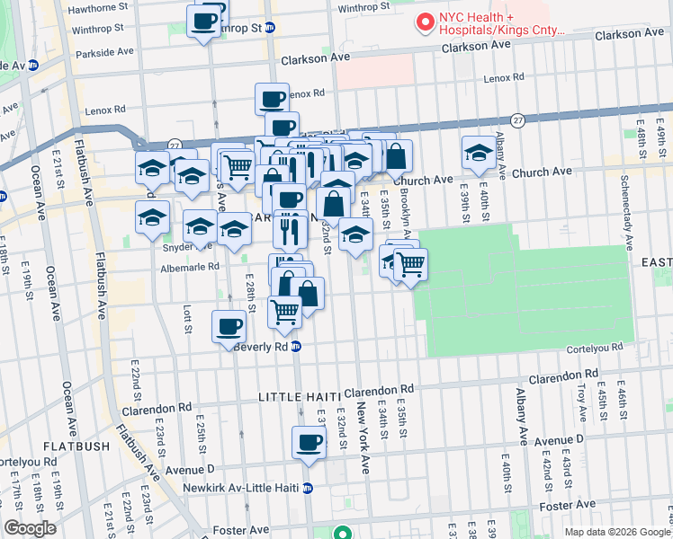 map of restaurants, bars, coffee shops, grocery stores, and more near in Brooklyn