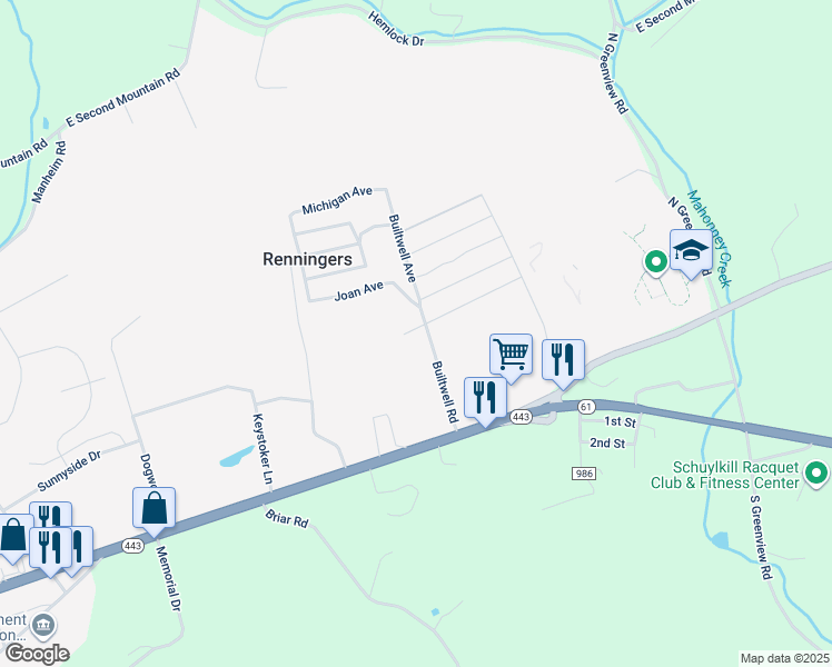 map of restaurants, bars, coffee shops, grocery stores, and more near 4 Grace Avenue in Schuylkill Haven
