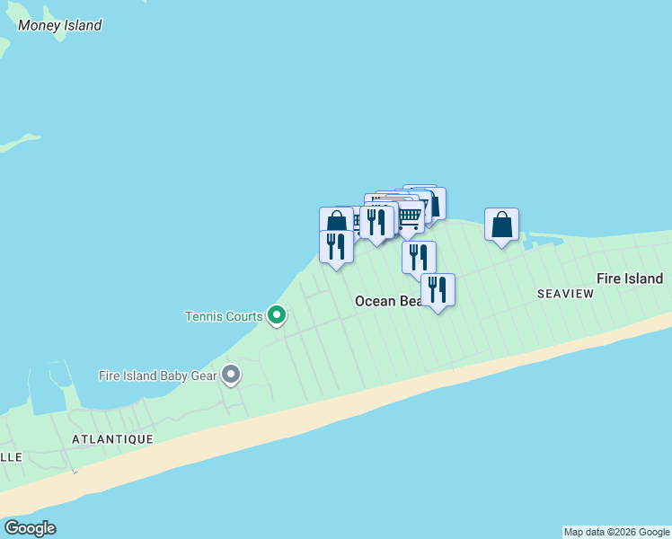 map of restaurants, bars, coffee shops, grocery stores, and more near 4 Ocean Road in Ocean Beach