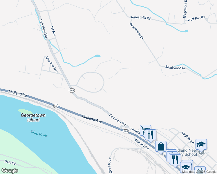 map of restaurants, bars, coffee shops, grocery stores, and more near 1-99 Midcrest Homes in Midland