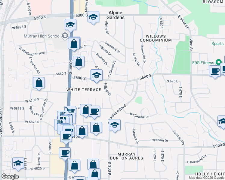 map of restaurants, bars, coffee shops, grocery stores, and more near in Murray