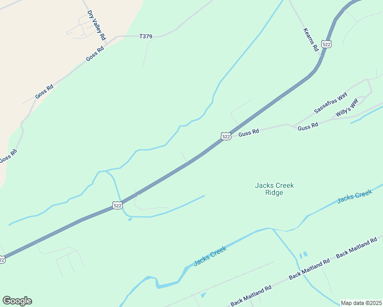 map of restaurants, bars, coffee shops, grocery stores, and more near Highway 522 South in Mifflin County