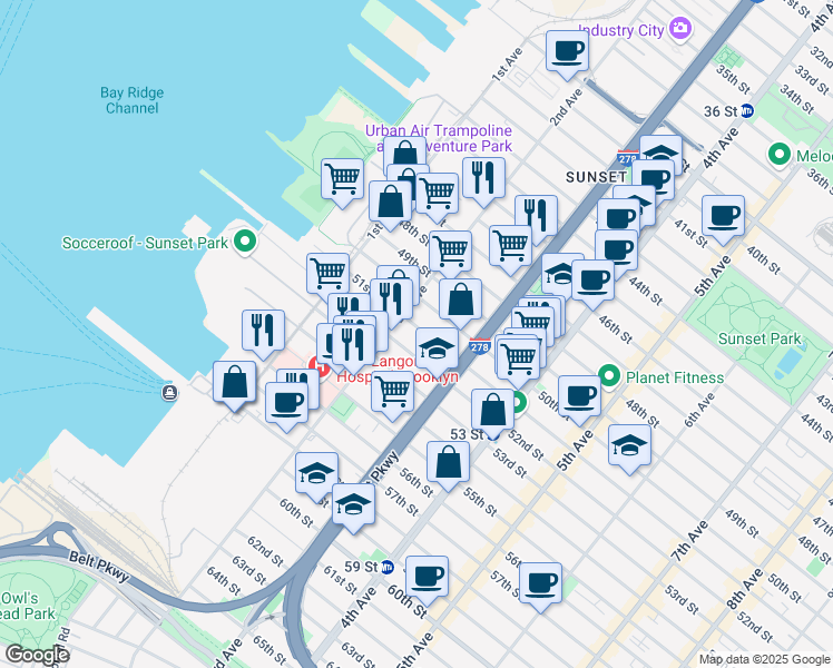 map of restaurants, bars, coffee shops, grocery stores, and more near 4 2nd Avenue in Brooklyn