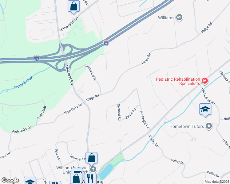 map of restaurants, bars, coffee shops, grocery stores, and more near 95 Ridge Road in Watchung