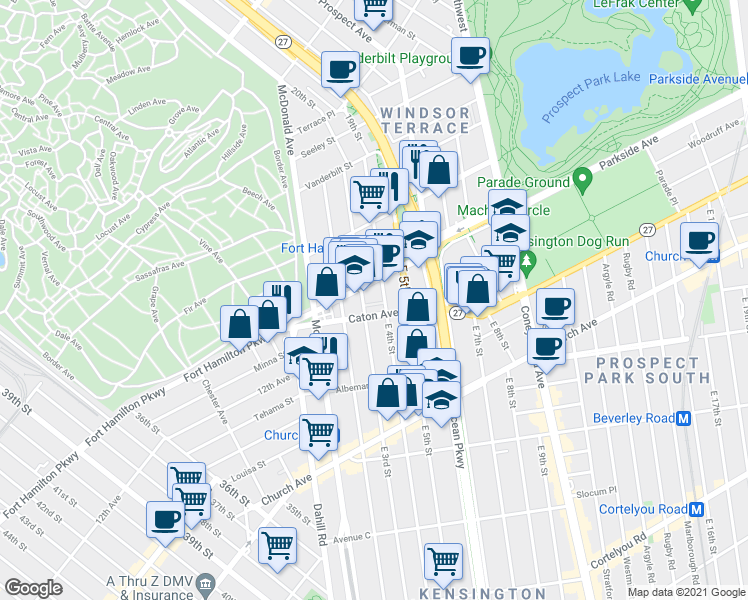 map of restaurants, bars, coffee shops, grocery stores, and more near 3003 Fort Hamilton Parkway in Brooklyn