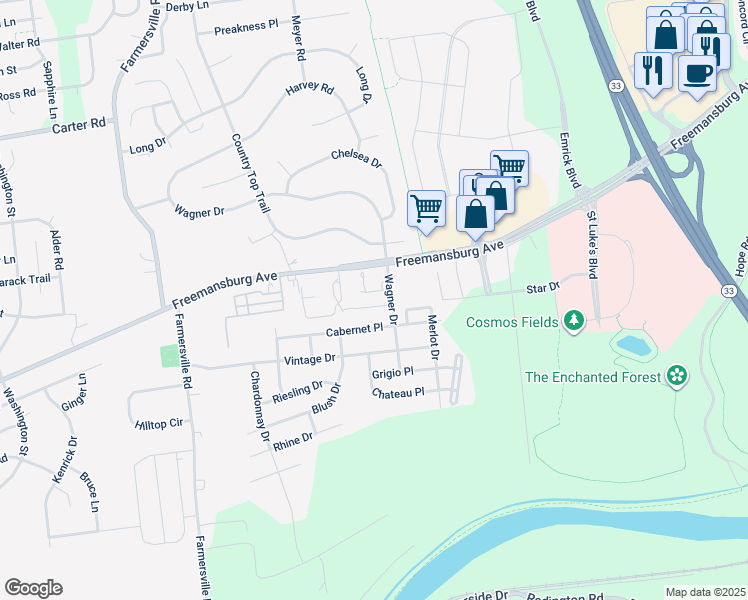 map of restaurants, bars, coffee shops, grocery stores, and more near 1951 Beaujolais Place in Easton