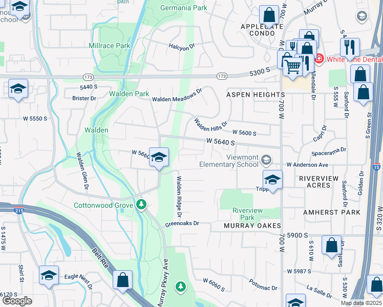 map of restaurants, bars, coffee shops, grocery stores, and more near 928 Coalburn Way in Murray