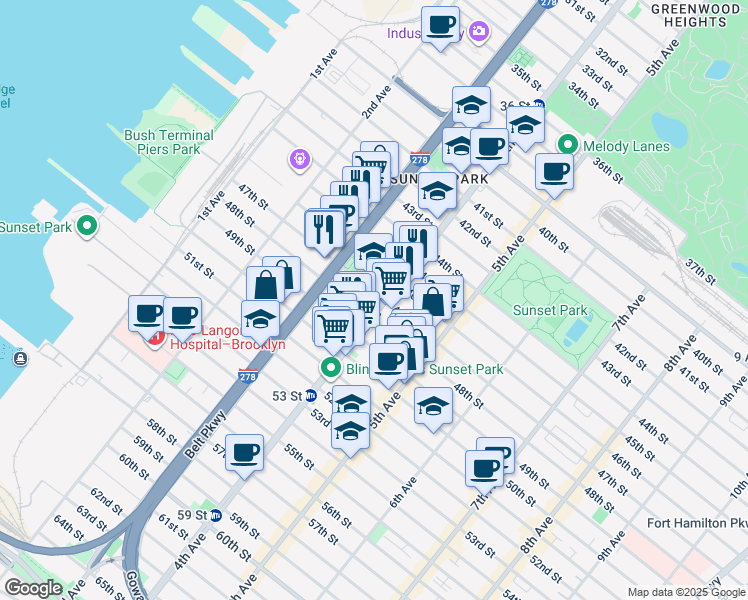 map of restaurants, bars, coffee shops, grocery stores, and more near 4706 4th Avenue in Brooklyn