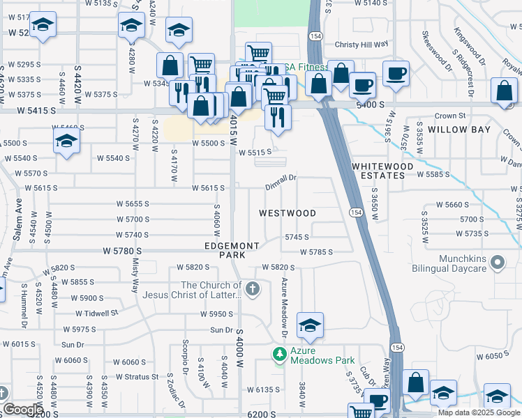 map of restaurants, bars, coffee shops, grocery stores, and more near 5676 3935 West in Salt Lake City