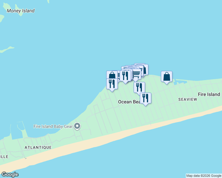 map of restaurants, bars, coffee shops, grocery stores, and more near 4 Ocean Road in Ocean Beach