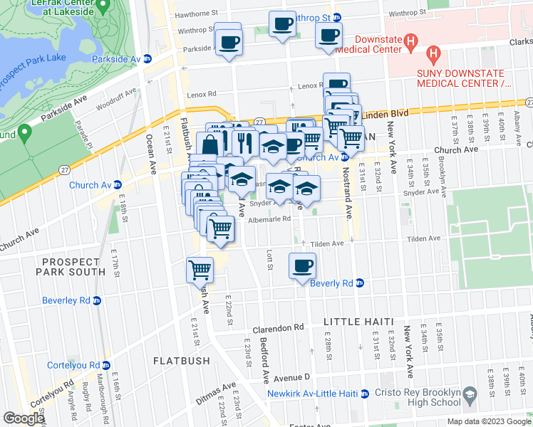 map of restaurants, bars, coffee shops, grocery stores, and more near in Brooklyn