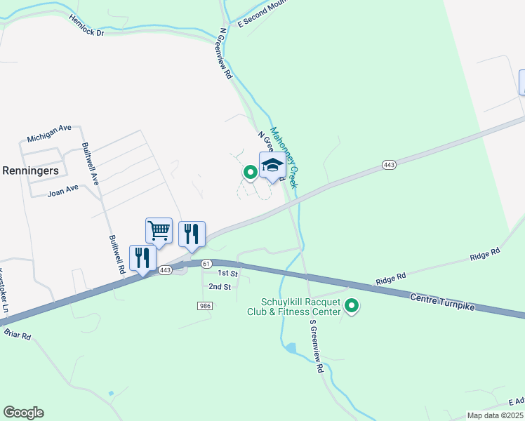map of restaurants, bars, coffee shops, grocery stores, and more near 1062 West Market Street in Schuylkill Haven