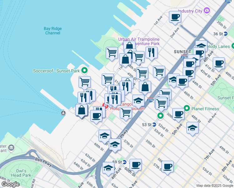 map of restaurants, bars, coffee shops, grocery stores, and more near 150 52nd Street in Brooklyn