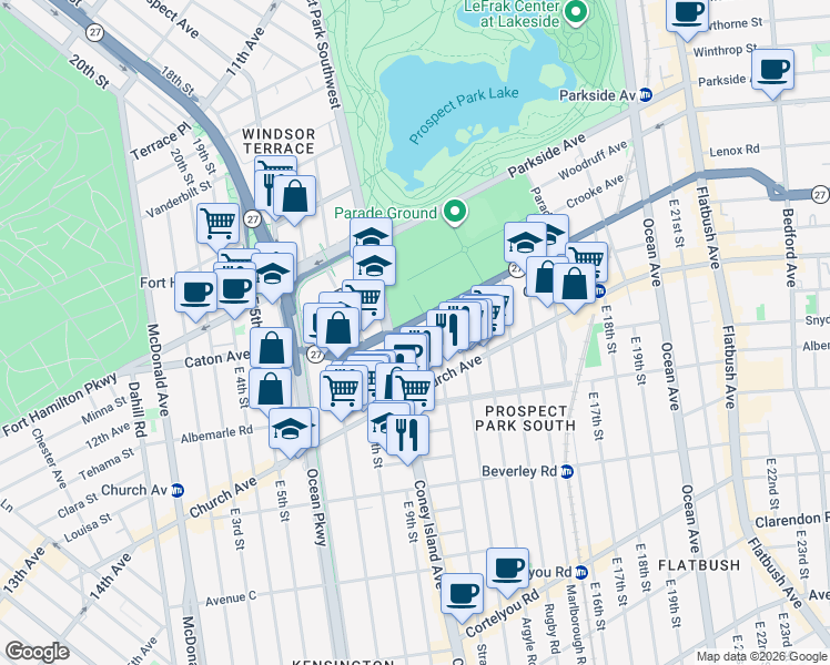 map of restaurants, bars, coffee shops, grocery stores, and more near in Brooklyn