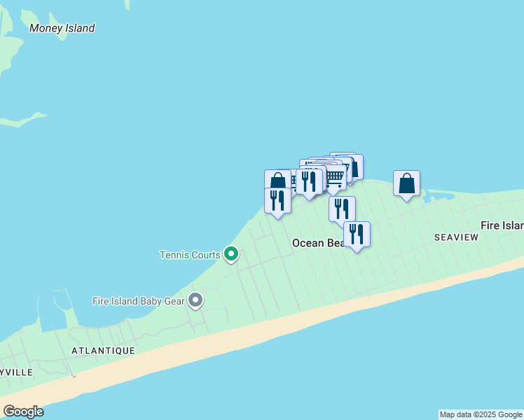 map of restaurants, bars, coffee shops, grocery stores, and more near 35 Surf Road in Ocean Beach