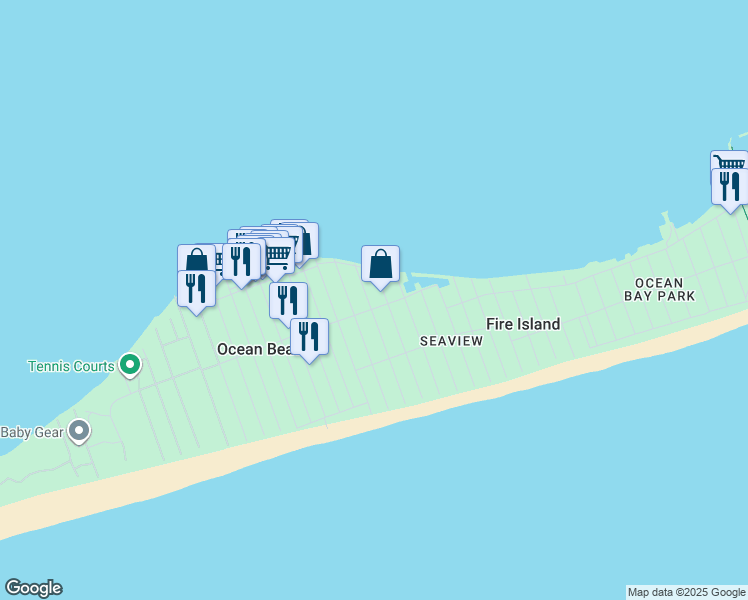 map of restaurants, bars, coffee shops, grocery stores, and more near 17 Crescent Avenue in Ocean Beach