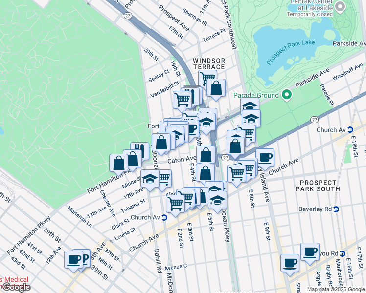 map of restaurants, bars, coffee shops, grocery stores, and more near 3003 Fort Hamilton Parkway in Brooklyn
