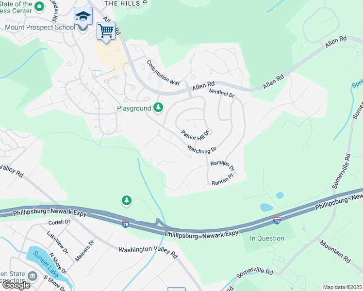 map of restaurants, bars, coffee shops, grocery stores, and more near 22 Georgetown Court in Basking Ridge