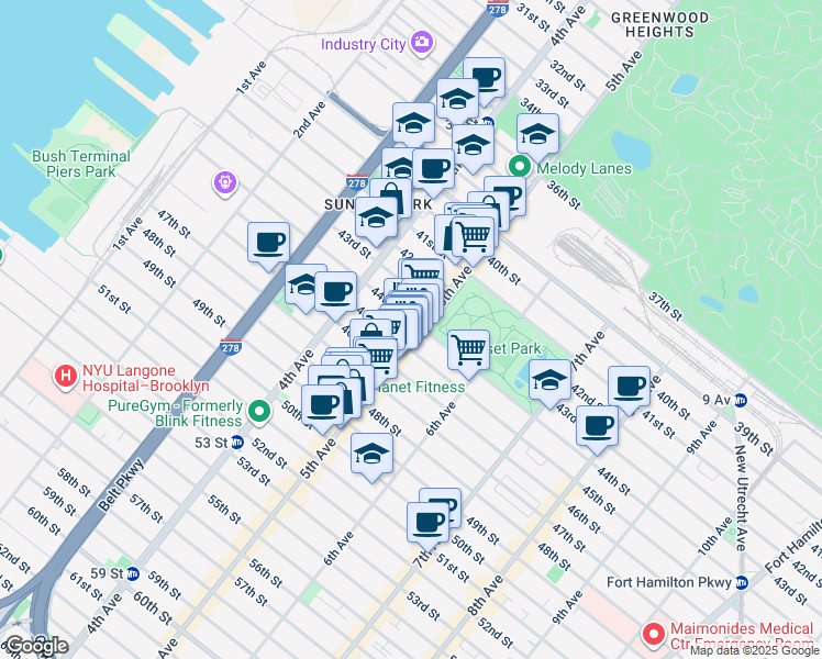 map of restaurants, bars, coffee shops, grocery stores, and more near in Brooklyn