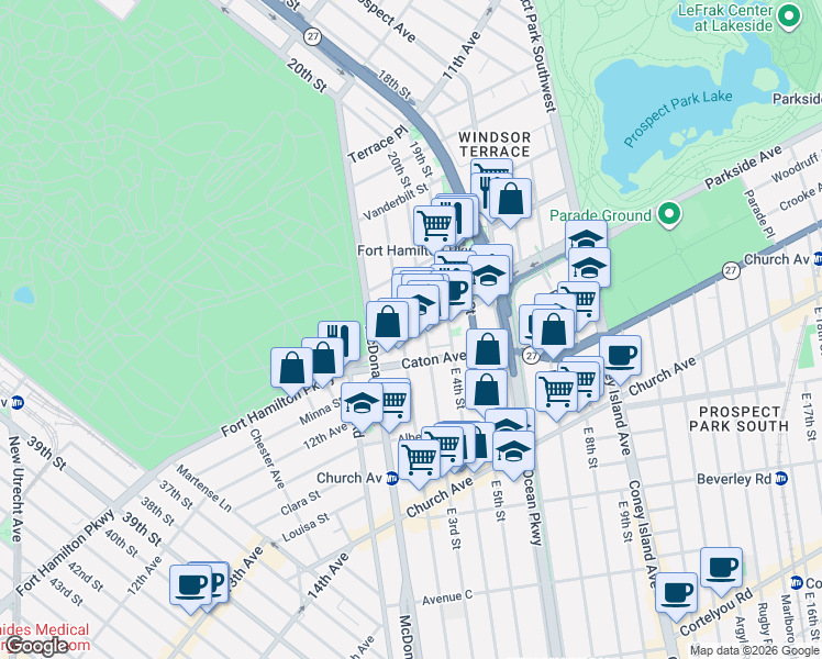map of restaurants, bars, coffee shops, grocery stores, and more near in Brooklyn