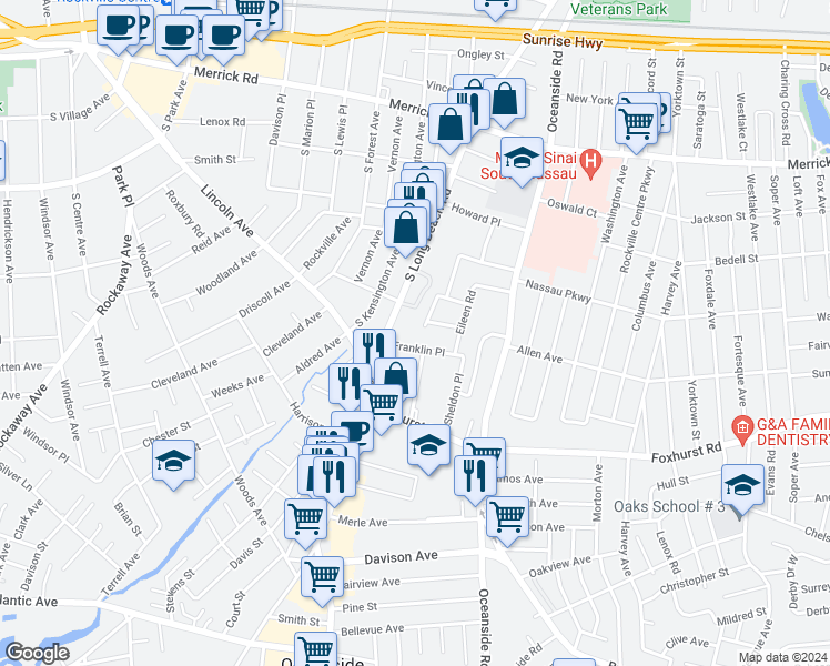 map of restaurants, bars, coffee shops, grocery stores, and more near 2580 Lorna Place in Oceanside