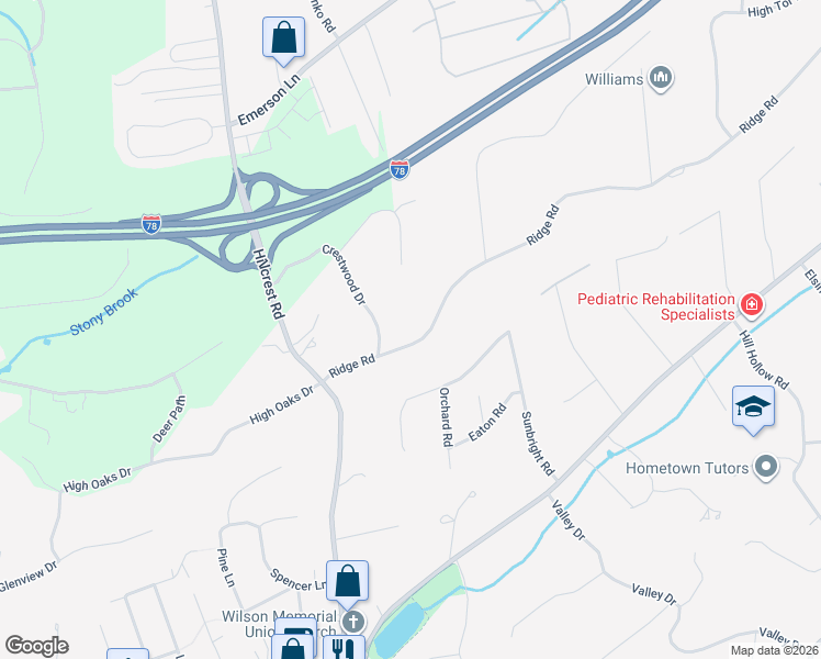 map of restaurants, bars, coffee shops, grocery stores, and more near 95 Ridge Road in Watchung