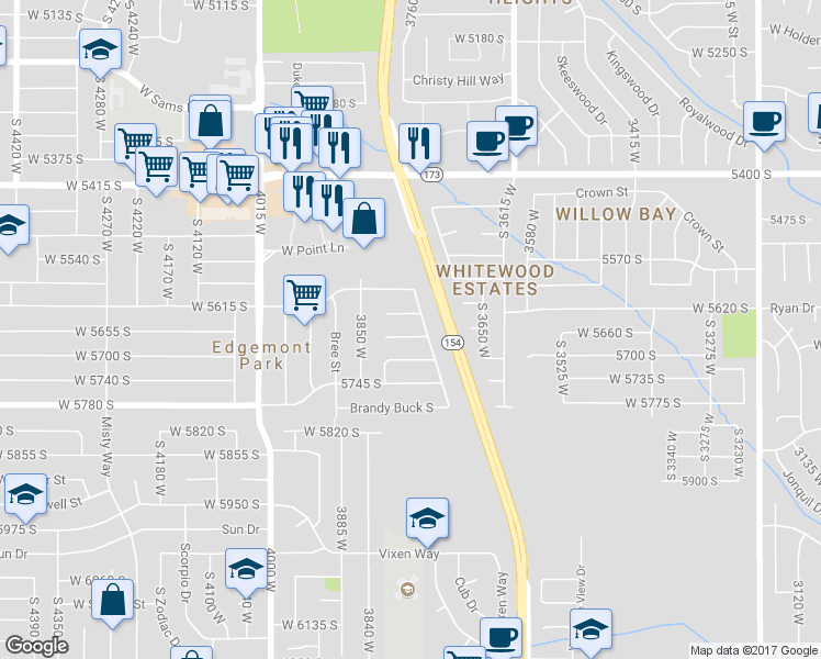 map of restaurants, bars, coffee shops, grocery stores, and more near 3764 Ettenmor Circle in Taylorsville