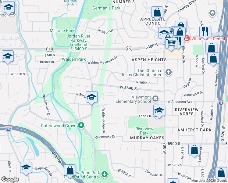map of restaurants, bars, coffee shops, grocery stores, and more near 912 West Bellshill Drive in Murray