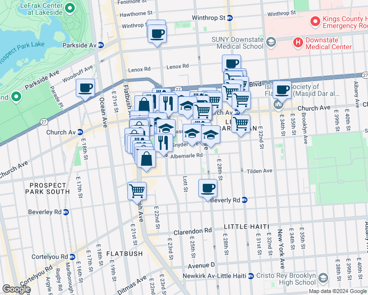 map of restaurants, bars, coffee shops, grocery stores, and more near in Brooklyn