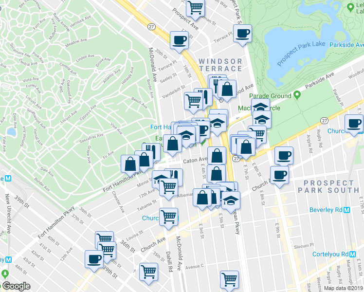 map of restaurants, bars, coffee shops, grocery stores, and more near 3003 Fort Hamilton Parkway in Brooklyn