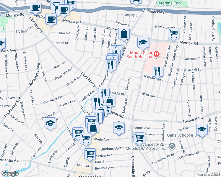 map of restaurants, bars, coffee shops, grocery stores, and more near 2580 Lorna Place in Oceanside