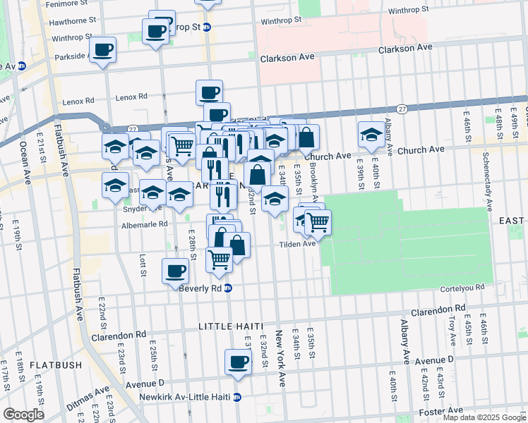 map of restaurants, bars, coffee shops, grocery stores, and more near 1010 New York Avenue in Brooklyn