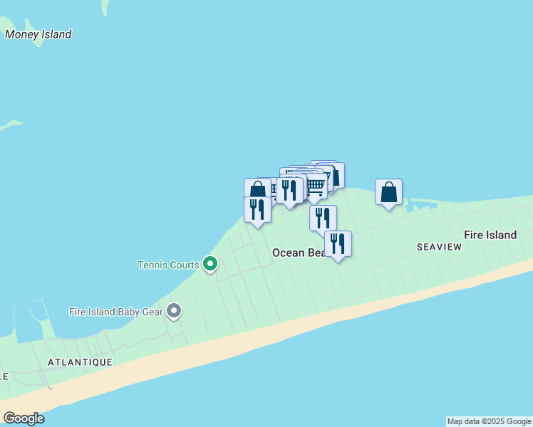 map of restaurants, bars, coffee shops, grocery stores, and more near 4 Ocean Road in Ocean Beach